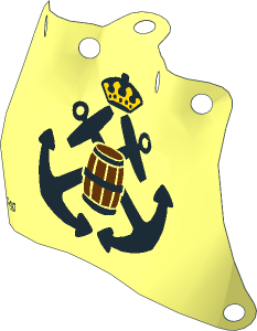 Sail 12 x 10 Trapezoidal with Black Crossed Anchors, Crown and Barrel Pattern (Formed)