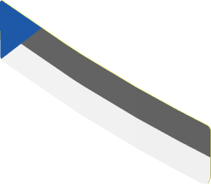 Sticker  0.7 x  3.7 with Blue Triangle Left, White and Dark Bluish Grey Lines (Formed)