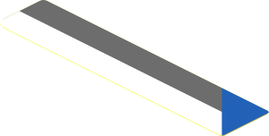 Sticker  0.7 x  3.7 with Blue Triangle Right, White and Dark Bluish Grey Lines