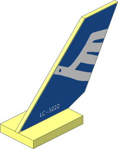 Tail Shuttle 2 x 6 x 4 with White Airline Bird and White "LC-3222" on Blue Background Sticker on Both Sides
