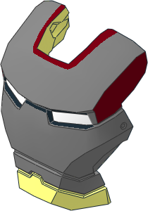 Minifig Helmet Visor Iron Man with Silver Face and DkRed Line Pattern