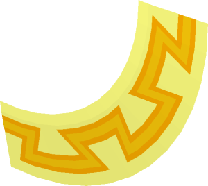 ~Minifig Shield Round Bowed with Yellow Storm Clouds with Lightning and Bright Light Orange Border Pattern - Border Qurter