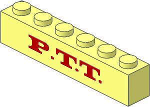 Brick  1 x  6 with Red "P.T.T." Pattern