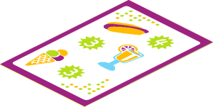 Sticker  2.9 x  1.9 with Menu with Hot Dog, Drink and Ice Cream Cone