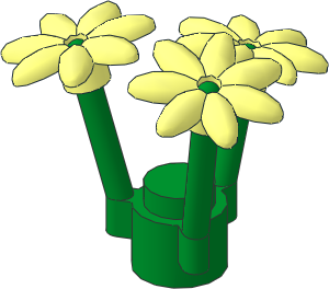 Plant Flower Stem Green with Three Flowers with  7 Petals
