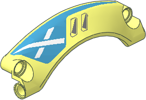 Technic Panel 9 x 2 x 3 Mudguard Arched with Rounded Top #42 with White X on Dark Azure Background and Silver Vents Left Pattern Technic Panel 9 x 2 x 3 Mudguard Arched with Rounded Top #42 with White X on Dark Azure Background and Silver Vents Left Pattern