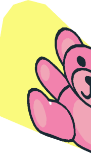 ~Brick  2 x  4 x  2 with Curved Top with Pink Teddy Bear Pattern - Half