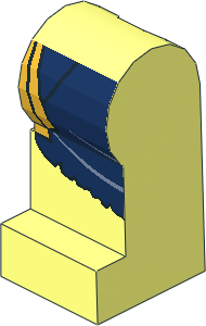 Minifig Leg Left with Dark Blue and Gold Loincloth Pattern