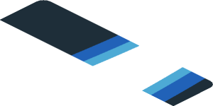 ~Sticker  1.8 x  3 with White Trapezoid and Light blue Stripes on Black Background Right - First Face