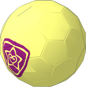 Minifig Soccer Ball with Two Magenta Outlined Heart and Star Pattern