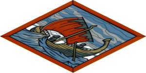 Sticker  3.9 x  3.9 with Elf Boat