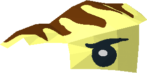 ~Minifig Headdress T-Rex - Black Eye and Reddish Brown Stripes - Half