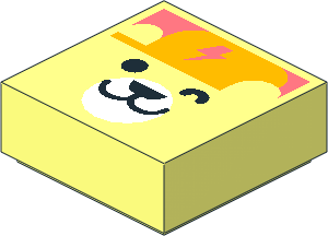 Tile  1 x  1 with Winking Bear Face, Bright Light Orange Cap and Coral Lightning Bolt Pattern