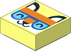 Tile  1 x  1 with Orange Fox Head, Closed Eyes and Blue and Medium Azure Glasses Pattern