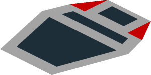 ~Sticker  0.8 x  2.8 with with 6 Black Trapezoid inside 2 Black Lines on Red Background - One Trapezoid