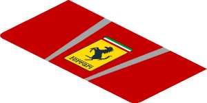 ~Sticker  4.0 x  1.8 with Ferrari Rectangular Badge and Black Air Vent on Red Background - Fourth Face