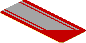 Sticker  0.8 x  1.9 with Grey Stripes on Red Background Left