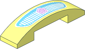 Slope Brick Curved 4 x 1 Double with Grille and Lavender Flower Sticker Slope Brick Curved 4 x 1 Double with Grille and Lavender Flower Sticker