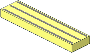 Tile  1 x  4 with 3 Metallic Silver Stripes Pattern