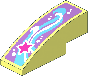 Slope Brick Curved  3 x  1 with Dark Pink, White and Medium Azure Shooting Star Z-Shape Sticker