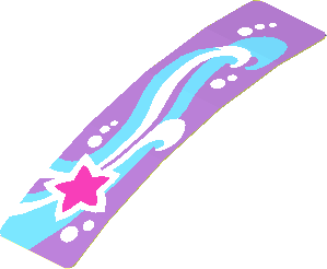 Sticker  0.8 x  3.0 with Dark Pink, White and Medium Azure Shooting Star, S-Shape (Formed)