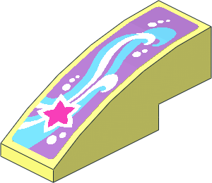 Slope Brick Curved  3 x  1 with Dark Pink, White and Medium Azure Shooting Star S-Shape Sticker