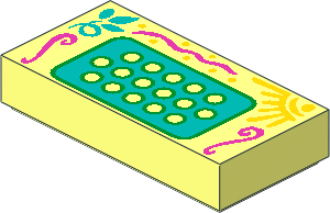 Tile  1 x  2 with Green and Dark Turquoise Accordion Keyboard Pattern