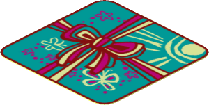 Sticker  1.9 x  1.9 with Light Turquoise, Light Lime, Magenta and Dark Red Wrap Gift with Butterflies, Flowers and Sun