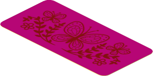 Sticker  1.9 x  3.9 with Dark Red Buttefly and Flowers on Magenta Background