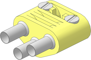 Electric Plug Triple with Hollow Pin (Type 1) (Complete)
