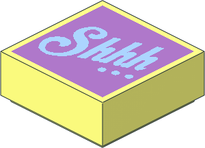 Tile  1 x  1 with Bright Light Blue "Shhh..." on Medium Lavender Background Pattern