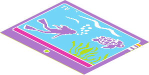 Sticker  2.1 x  2.7 with Diver and Turtle on Screen