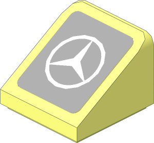 Slope Brick 31  1 x  1 x  0.667 with White Mercedes Logo on Grey Background Sticker