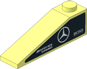 Slope Brick 18  4 x  1 with White Mercedes Logos on Black Background Stickers