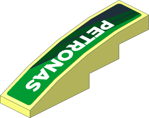 Slope Brick Curved  4 x  1 with White "PETRONAS" on Black and Green Background Left Sticker
