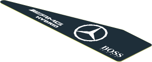 Sticker  1.0 x  3.8 with White Mercedes Logos on Black Background Right