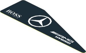 Sticker  1.0 x  3.8 with White Mercedes Logos on Black Background Left