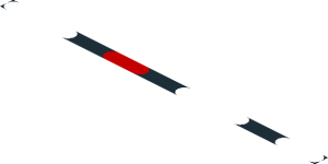 ~Sticker  1.8 x  1.8 with Red and White Stripes in Black Square on Grey Background - One Stripe