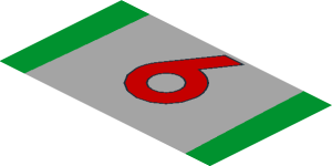 ~Sticker  4.0 x  1.8 with Red  6, Black Logos and Green Stripes on Grey Background - Second Face