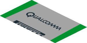 ~Sticker  4.0 x  1.8 with Red  6, Black Logos and Green Stripes on Grey Background - Third Face