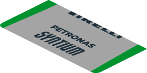 ~Sticker  4.0 x  1.8 with Red  6, Black Logos and Green Stripes on Grey Background - Fourth Face