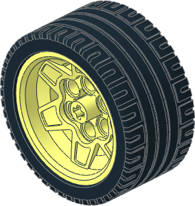 Wheel Rim 26 x 43 with 6 Spokes and 6 Pegholes with Tyre 28/ 23 x 43 ZR Street