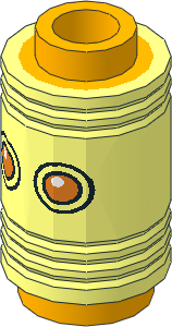 Minifig Head Round 1 x 1 x 1.333 Pencil Top with Orange Eyes Pattern Minifig Head Round 1 x 1 x 1.333 Pencil Top with Orange Eyes Pattern