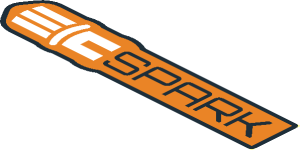 ~Sticker  0.8 x  5.8 with Black 68 in White Stripe and Logos on Green Background Right - Spark Logo