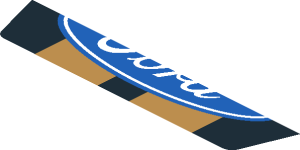 ~Sticker  2.6. x  2.8 with Ford and Lego Logos and Gold Stripes on Black Background - Fifth Face