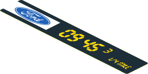 Sticker  1.0 x  5.8 with Ford Logos and Yellow "09 45" on Black Background