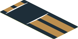 Sticker  1.8 x  4.0 with Black Square and Gold Stripes on Black Background