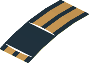 Sticker  1.8 x  4.0 with Black Square and Gold Stripes on Black Background (Formed)