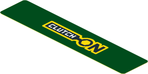 Sticker  0.8 x  3.8 with Black "CLUTCH ON" on Green Background