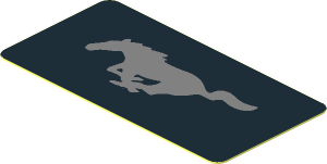 Sticker  0.9 x  1.8 with Silver Mustang Logo on Black Background